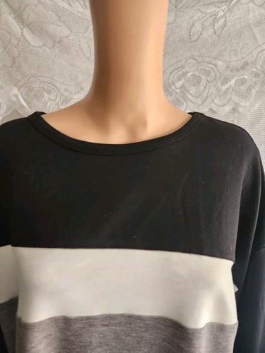 Women Color Block Long Sleeve Tunics Tops Casual Round Neck Loose Shirts Blouse - Picture 7 of 9