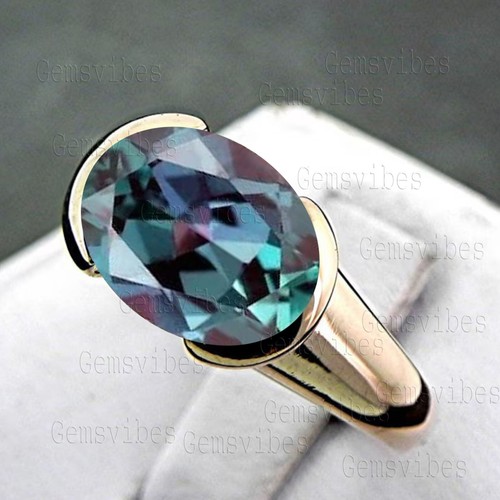 Solid 925 Sterling Silver Color Changing Alexandrite Ring For Women Gift For Her - Picture 3 of 6