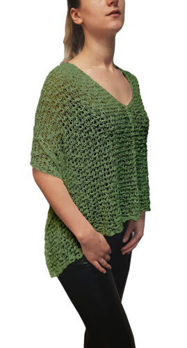 Ladies Small Poncho One Size Popcorn Plain Fish Net Crochet Batwing Cover Up - Picture 93 of 196
