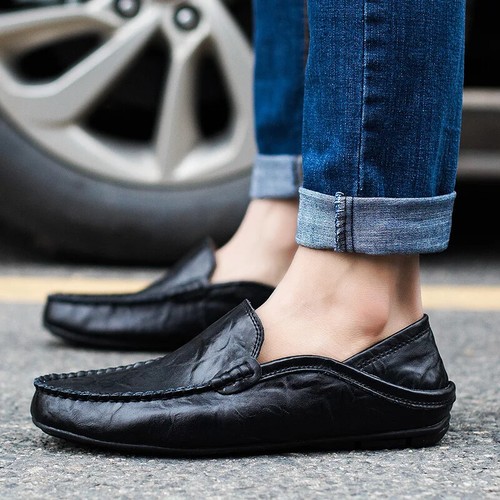 Echtleder Herren Freizeitschuhe Atmungsaktiv Leicht Slipper Büroschuhe - Bild 8 von 25