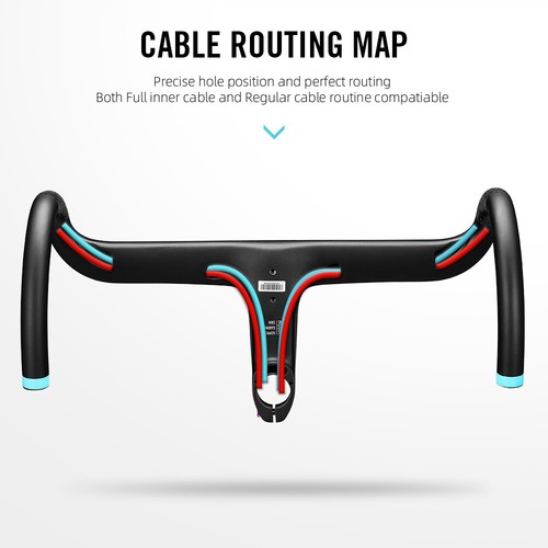 Integrated Carbon Road Bike Handlebar Full Inner Cable Super Light Racing Bar - Picture 13 of 51