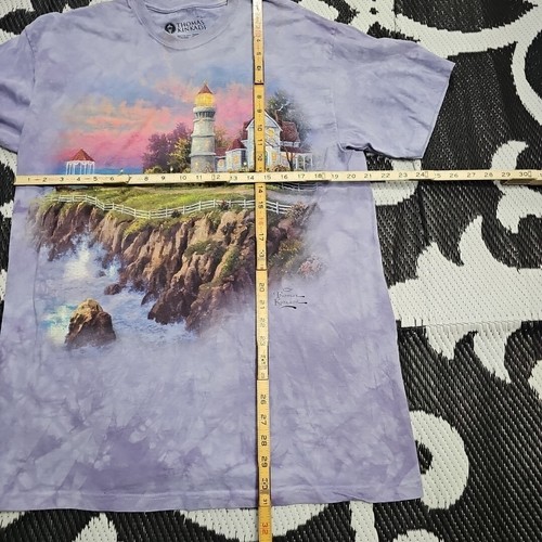 Thomas Kinkade Purple Blue Tie Dye Lighthouse & Nature Graphic Tee Shirt Large - Picture 5 of 6