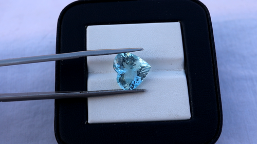 4.77 Cts 11.8x12.7 MM Natural Medium Blue Aquamarine Heart Cut Gemstone - Video 1 of 1