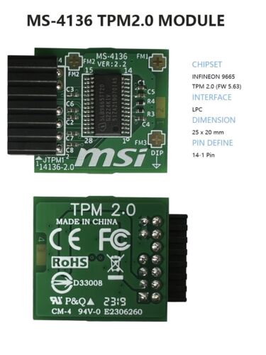 TPM2.0 MSI MS-4136-4462 Trusted Platform Module 2.0 for Enhanced Data Protection - 第 9/21 張圖片