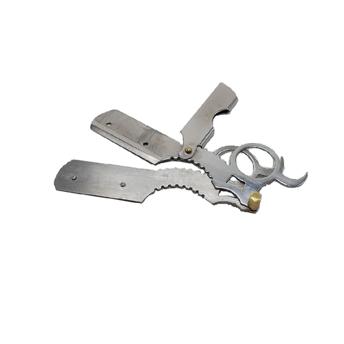 Kashi RS-210 Barber Straight Edge Shaving Razor Single Finger Ring Silver Color - Picture 2 of 5