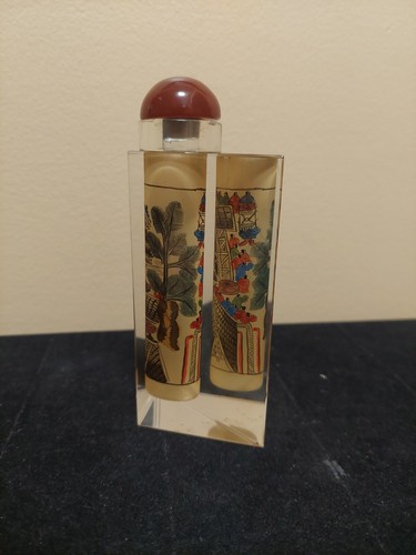 Vintage Chinese Reverse Hand Painted Snuff / Perfume Triangle-shaped Bottles - Picture 6 of 10