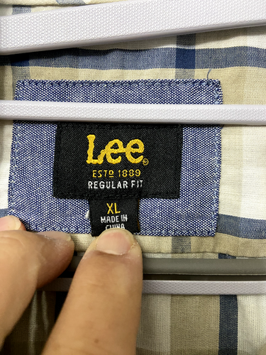 Mens LEE Shirt. Beige & Blue Check Pattern. XL. Long Sleeve. - Picture 5 of 5