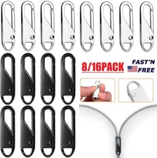 16×Universal Metal Bag Zipper Pull Fixer Slider Puller Zip Head Replacement Part