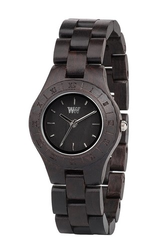 WeWOOD Moon Black Blackwood Wooden Women's Roman Numeral Round Wood Watch - Picture 1 of 5