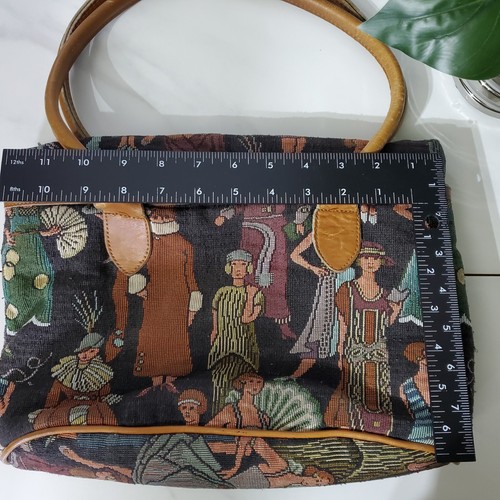 Vintage Tapestry Purse Handbag with Leather Handles - Picture 13 of 13