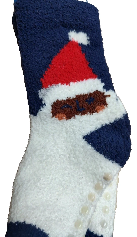 Meias de lã Old Navy unissex bebê 1 par aconchegantes macias aderentes Papai Noel escuro - Imagem 2 de 3