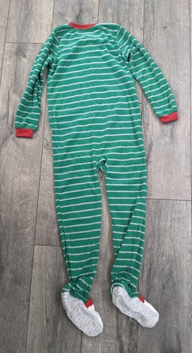 Warmer Kinder Schlafanzug gestreift Winter Santa Carter's Größe 8 Einteiler Reißverschluss Weihnachten - Bild 2 von 4