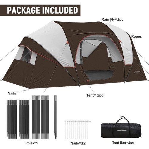 14 ft. x 11 ft. x 74 in. Portable 10-Person Brown Camping Tent for Hiking - Picture 6 of 6