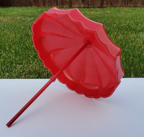 Modepuppe rot & weiß Outdoor Terrasse Regenschirm - Maßstab 1:6 Puppenhaus Möbel