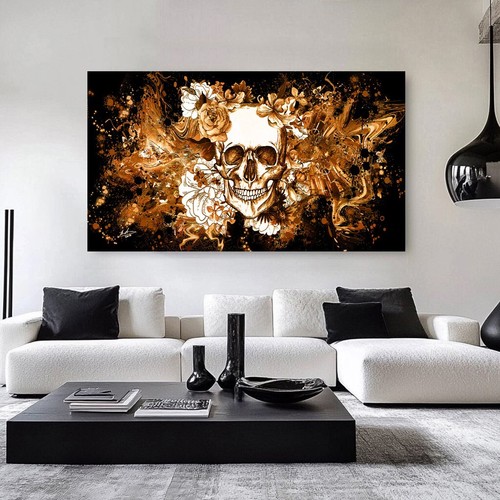 Leinwand Bilder Totenkopf Abstrakt Wandbilder XXL Wohnzimmer Modern Deko   4219A - Bild 3 von 14