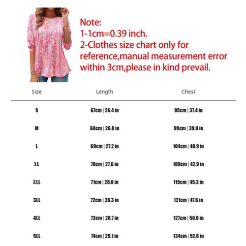 Ladies Casual Loose Long Sleeve Tee Shirts Womens PRINT Tops Blouse Size S-5XL - Picture 2 of 15
