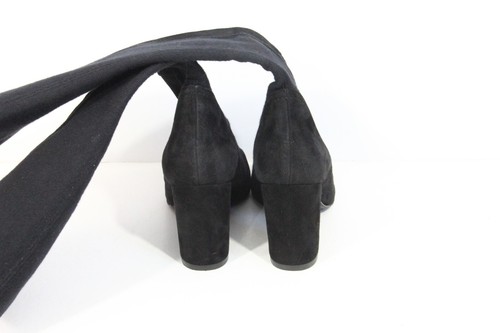 Stuart Weitzman Livia Knee High Boots sz 7 Women Black Suede Heel Pull on - Picture 14 of 17