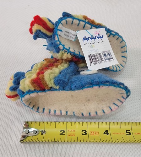 Zooties Baby Crib Felt Shoes Slippers Sz 0-12 Months FISH Wool Colorful - Picture 6 of 11
