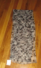 NWT Calvin Klein Black Gray Retro Geometric Sheer 100 Silk Oblong Scarf 59" 48
