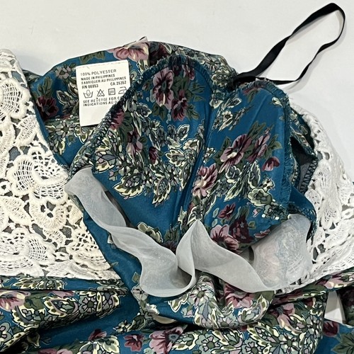 Vintage 1980s Leslie Fay Petites Blue Floral Button Up Dress Lace Collar Size 8 - Picture 19 of 22