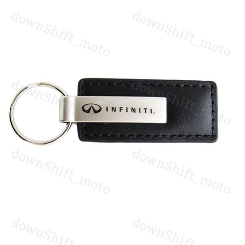 For NISSAN INFINITI Key Ring Black Leather Rectangular Keychain - KC1540.INF - Picture 2 of 3
