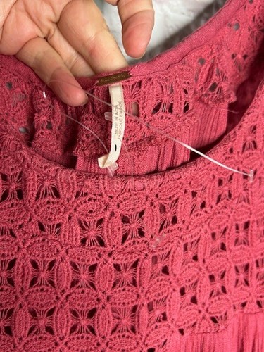 Abito tunica XS XL/1X/2X/3X nuovo Free People rosa polvere garza pizzo - Foto 13 di 17