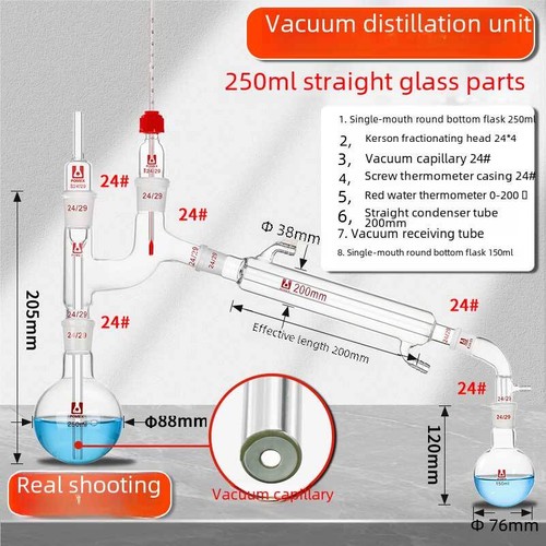 Pro-Grade Chemistry Vacuum Distillation Glass Set 250ml-1000ml Lab Glassware au - Picture 10 of 12