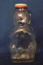 Vintage Glass Bear Piggy Bank Snow Crest Beverages Salem Mass