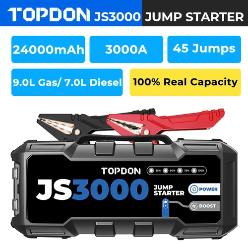 TOPDON Jump Starter 3000 Peak Amps 12 Volt Jumper Starter Battery Booster JS3000
