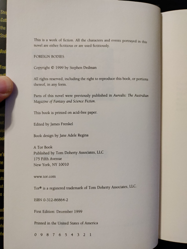 Foreign Bodies by Stephen Dedman 1990 HCDJ First Edition/1st Printing - Bild 4 von 6