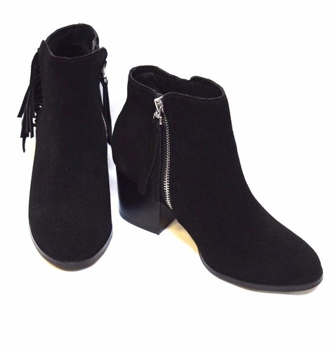 black suede round toe booties
