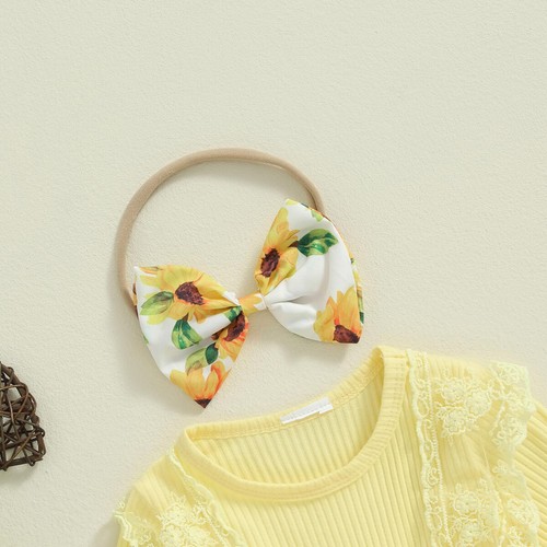 Baby Girl Floral Cute/Romantic Pullover Long Sleeve Jumpsuit Romper Headband Set - Picture 23 of 33