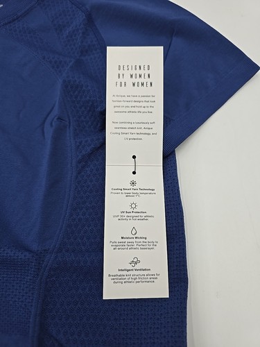 Anique Womens Signature Short Sleeve Crew Blueberry Small - Picture 8 of 11