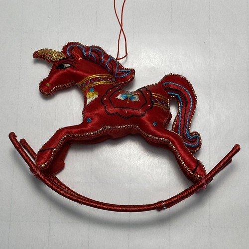 Rocking Horse Christmas Tree Ornaments Chinese Embroidery Wooden Resin Lot 3 * - Picture 3 of 11