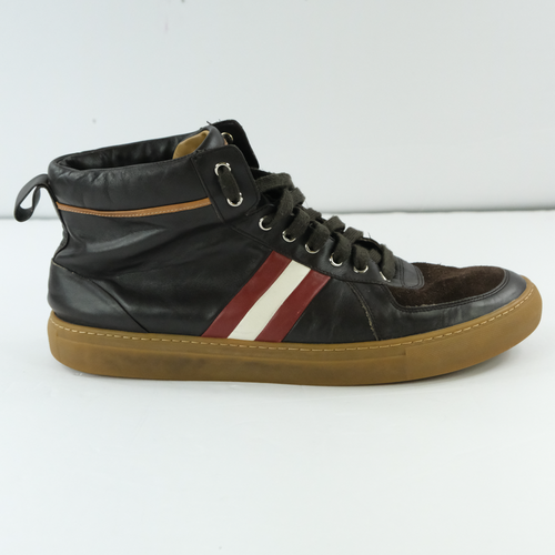 Bally Hervey Distresed Leather High Top Casual Sneakers Men's Size 13 E Brown - Picture 2 of 8