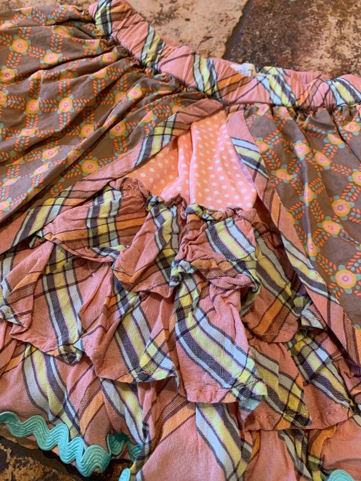 Falda Matilda Jane Talla 4 Pecan Sandy Happy And Free Ric Rac Volantes Marrón Rosa Foto 2 de 4