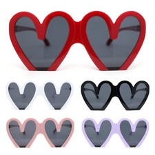 Womens Retro Cropped Heart Plastic Valentines Sunglasses