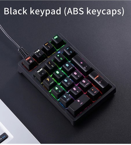 T21 21-key Wired Mechanical Numeric Keypad with Multi-color Lights and Blue Swit - Zdjęcie 12 z 20