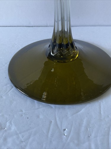 Olive Green Art Glass Apothecary Jar Clear Stem 14” tall Empoli Italy? - Picture 5 of 7