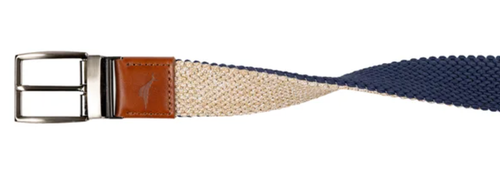 Tommy Bahama XL (38-42) Mens Reversible Stretch Belt NIP Blue/Tan Braided Adjust - Picture 3 of 4