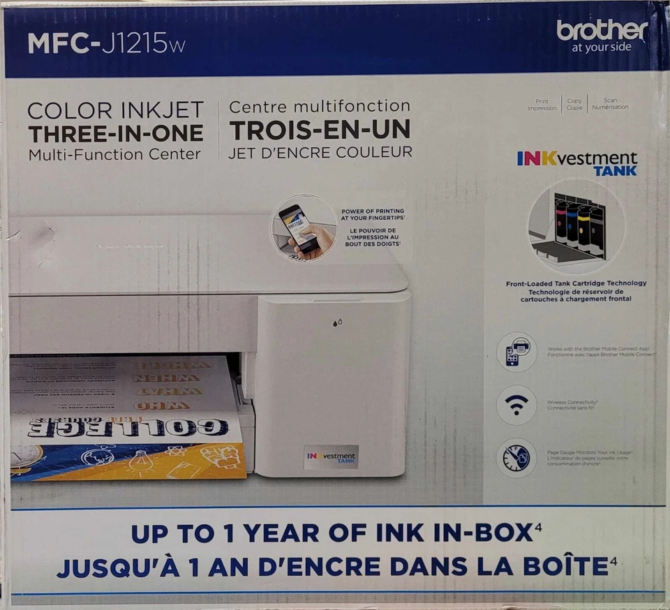 Brother MFC-J1215W Color Inkjet 3-IN-1 Multi Function Printer - Image 3 of 3