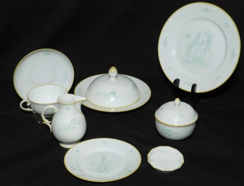 Porcellana Art Deco Nymphenburg Germania scene Biedermeier Alfred Hagel Design - Foto 6 di 12