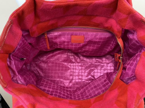 Kate Spade Red Pink Houndstooth Hearthstone Stevie Purse Shoulder Bag Patent Trm - Picture 7 of 9