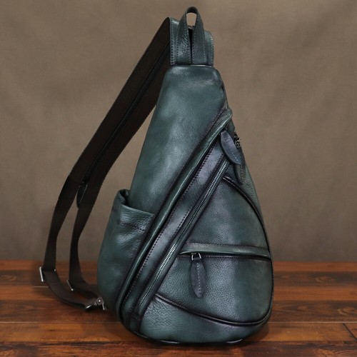 Genuine Leather Sling Bag for Women Men Sling Backpack Purse Crossbody Bag Ipad - Picture 5 of 13