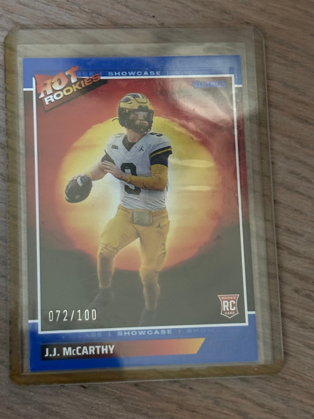 JJ McCarthy 2024 Score Hot Rookies RC Showcase Parallel #072/100 Minn. Vikings