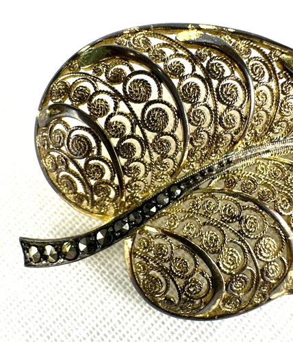 Vintage filigrane Blatt Brosche Anstecknadel Willi Nonnenmann 800 Sterling, 6,34 g, kostenloser Versand - Bild 3 von 9