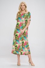 Jostar, Travel Knit Dress, long A-Line, S/S, Stretchy NO-IRON poly/span.  311