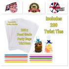 200x Clear Cellophane Sweet Bags Candy Cakes Kids Party Treats *Free Rapid Post*