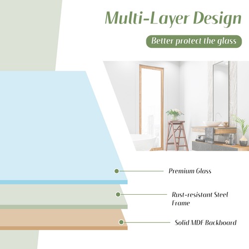 30"X22" Wall Mount Bathroom Mirror Rectangular Vanity Mirror Vertical Horizontal - Picture 8 of 10