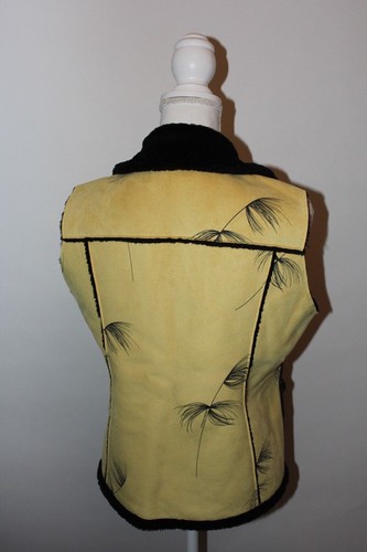 Robert Kitchen Canada Womens Medium Yellow Black Sherpa Lined Vest Jacket - Picture 2 of 7